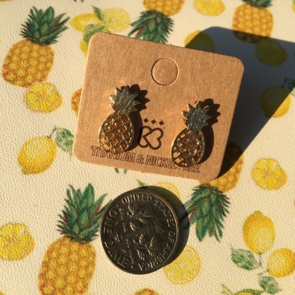 Silver, Gold and Rose Gold Pineapple Earrings - Picture 3 of 3